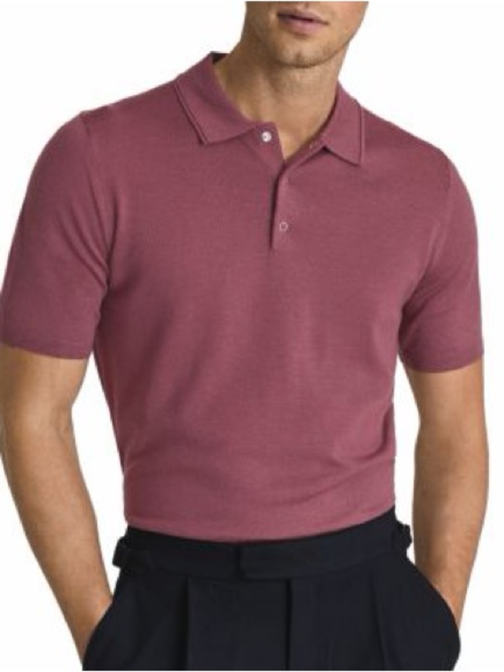 REISS Blair Merino Wool Snap Polo Shirt